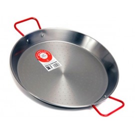 Garcima Poêle à Paella En Acier Émaillé 24 Cm – LA IDEAL – Pour Gaz, Four, Induction – Noire, Effet Pierre
