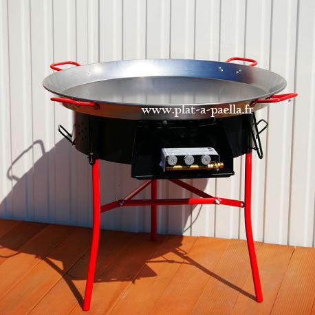 Kit à paella -bbq70 pour 50 personnes - Plat acier- veilleuse - thermocouple