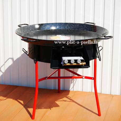 Kit à paella -bbq70 pour 50 personnes - Plat émaillé - veilleuse - thermocouple