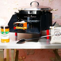 Kit à paella -bbq40 pour 14 personnes - Plat inox - Couvercle