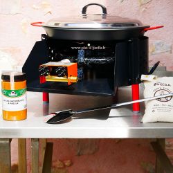 Kit à paella -bbq50 pour 20 personnes - Plat antiadhérent - Couvercle