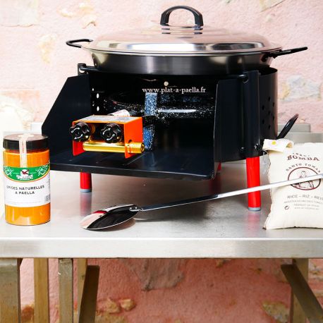 Kit à paella -bbq50 20 personnes - Plat acier Pata negra- Couvercle