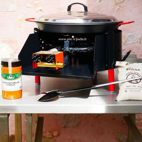 Kit à paella -bbq50 pour 20 personnes - Plat antiadhérent - Couvercle - Thermocouple