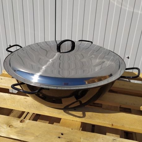 Poêle creuse émaillée 65cm Garcima + couvercle inox