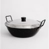 Poêle creuse émaillée 40cm avec couvercle Inox - Garcima