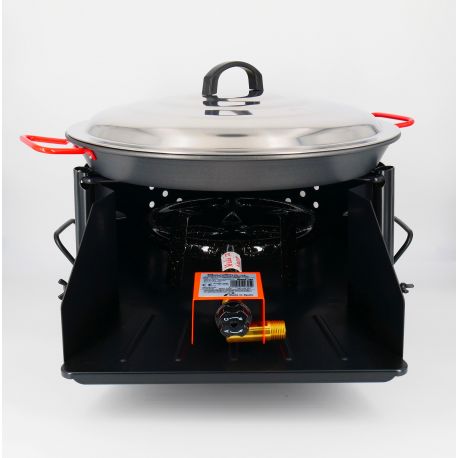 Kit à paella - BBQ40 pour 10 personnes - Plat émaillé - Couvercle inox