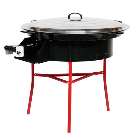 Kit à paella - BBQ70 pour 40 personnes - Plat émaillé avec couvercle inox
