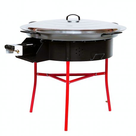 Kit à paella - BBQ70 pour 40 personnes - Plat acier avec couvercle inox