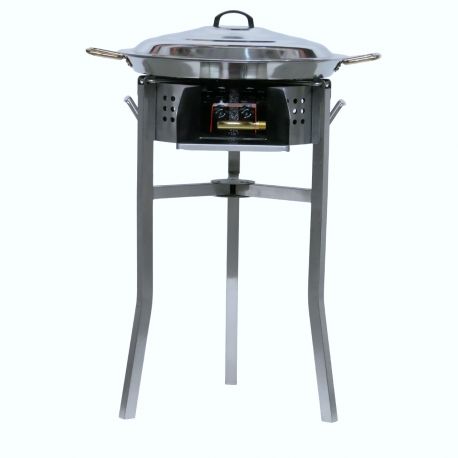 Kit à paella - Pare-flammes inox - 30 personnes - Plat et couvercle inox