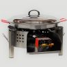 Kit à paella - Pare-flammes inox - 25 personnes - Plat acier et couvercle inox