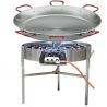 Kit à paella - 200 personnes - Maxi pare-flamme inox - Plat acier - thermocouple