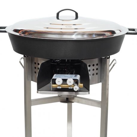 Kit tartiflette pare flammes inox 45cm - Poêle fonte 65cm - thermocouple pro