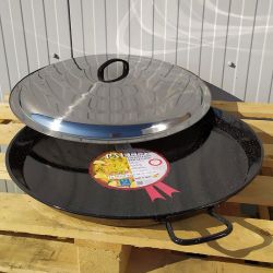Plat à Paella émaillé 26cm avec couvercle Inox - Garcima