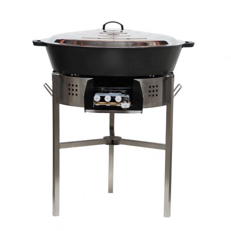 Kit tartiflette - pare flammes 80cm Inox - Plat fonte 80cm - réchaud au choix
