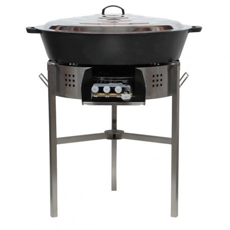 Kit tartiflette - pare flammes 80cm Inox - Plat fonte 80cm sur table - thermocouple pro