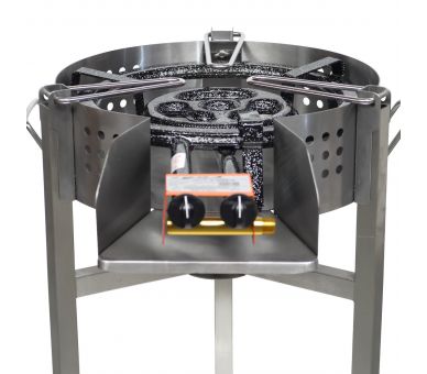 Kit à paella thermocouple - Pare-flammes 60cm inox - 40 personnes - Plat acier 80cm avec couvercle inox