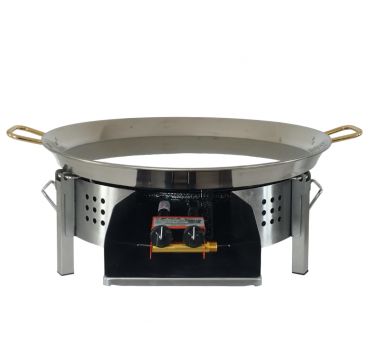 Kit à paella - Pare-flammes plan de travail 45cm inox - 25 personnes - Plat et couvercle inox
