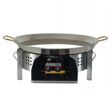 Kit à paella - Pare-flammes plan de travail 45cm inox - 30 personnes - Plat et couvercle inox