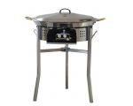 Kit à paella Surpuissant - Pare-flammes 60cm inox - 40 personnes - Plat inox 80 cm avec couvercle inox