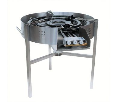 Kit à paella thermocouple - Pare-flammes 60cm inox - 40 personnes - Plat émaillé 80 cm avec couvercle inox