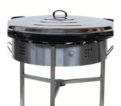 Kit à paella thermocouple - Pare-flammes 60cm inox - 40 personnes - Plat émaillé 80 cm avec couvercle inox