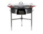 Kit à paella thermocouple - Pare-flammes 60cm inox - 40 personnes - Plat acier 80cm avec couvercle inox