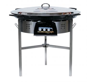 Kit à paella classique - Pare-flammes 60cm inox - 40 personnes - Plat émaillé avec couvercle inox