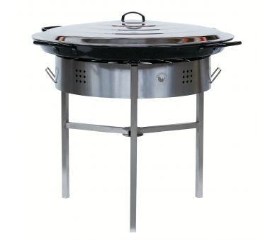 Kit à paella classique - Pare-flammes 60cm inox - 40 personnes - Plat émaillé avec couvercle inox