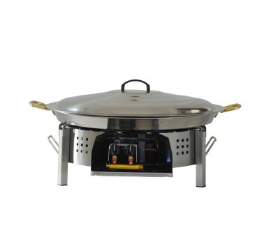 Kit à paella - Pare-flammes plan de travail 45cm inox - 20 personnes - Plat et couvercle inox