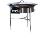 Kit à paella Surpuissant - Pare-flammes 60cm inox - 40 personnes - Plat acier 80cm Pata Negra avec couvercle inox