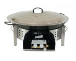Kit paella thermocouple - Pare-flammes plan de travail 60cm inox - 30 personnes - Plat émaillé 70cm avec couvercle inox