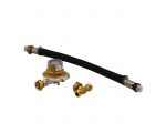 kit de couplage 2 bouteilles de gaz, lyre inox + T + détendeur propane 50mbar