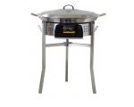 Kit paella Thermocouple - 40 personnes - Pare-flammes inox 70cm - Plat Inox 80cm et couvercle inox