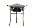 Kit paella Thermocouple - 40 personnes - Pare-flammes 70cm inox - Plat pata negra 80 cm avec couvercle inox