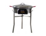Kit paella Surpuissant 40 personnes - Pare-flammes 70cm inox - Plat acier avec couvercle inox