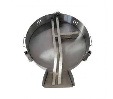 Kit paella thermocouple - Pare-flammes 60cm inox - 30 personnes - Plat acier 70cm avec couvercle inox