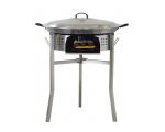 Kit paella Classique 40 personnes - Pare-flammes 70cm inox - Plat pata negra 80 cm avec couvercle inox