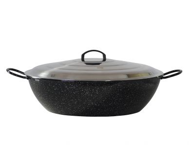 Poêle creuse émaillée 60cm Garcima - 28.75 litres avec couvercle INOX