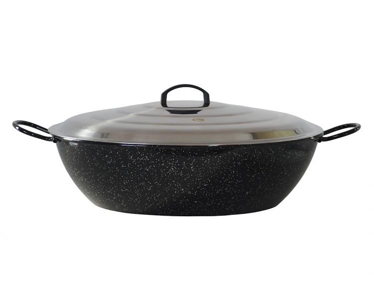Poêle creuse émaillée 60cm Garcima - 28.75 litres avec couvercle INOX