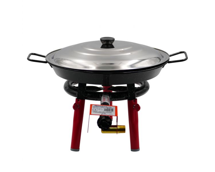 Kit à paella pour 10 personnes - poêle émaillée et couvercle inox