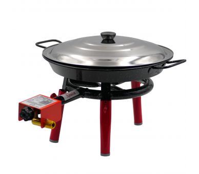 Kit à paella pour 10 personnes - poêle émaillée et couvercle inox