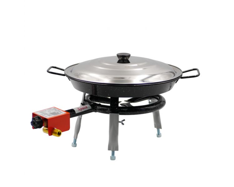 Kit à paella pour 5 personnes - poêle émaillée - Couvercle inox 