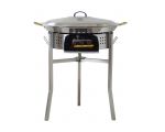 Kit paella Classique - Pare-flammes 60cm inox - 25 personnes - Plat inox 65cm avec couvercle inox