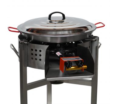 Kit à paella - BBQ45inox pour 12 personnes - Plat anti-adhérent 46cm- Couvercle inox - Thermocouple
