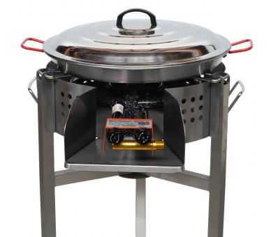Kit à paella - BBQ45inox pour 12 personnes - Plat anti-adhérent 46cm- Couvercle inox - Thermocouple