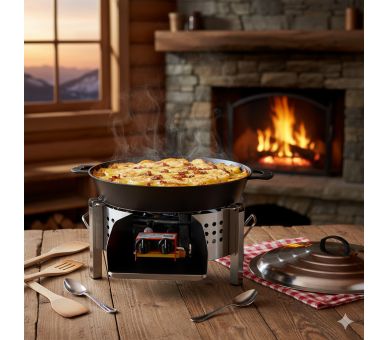 Kit tartiflette pare flammes inox 45cm - Poêle en fonte 50cm - couvercle inox