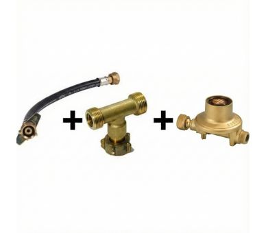 kit de couplage 2 bouteilles de gaz, lyre 70 cm + T + détendeur propane 50mbar 6kg/h