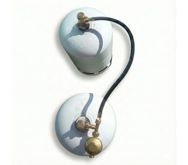 kit de couplage 2 bouteilles de gaz, lyre 70 cm + T + détendeur propane 50mbar 6kg/h