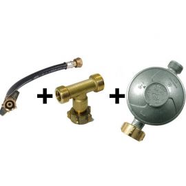kit de couplage 2 bouteilles de gaz, lyre + T + détendeur butane