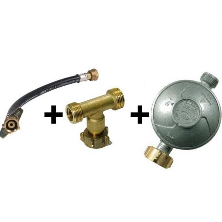 kit de couplage 2 bouteilles de gaz, lyre + T + détendeur butane
